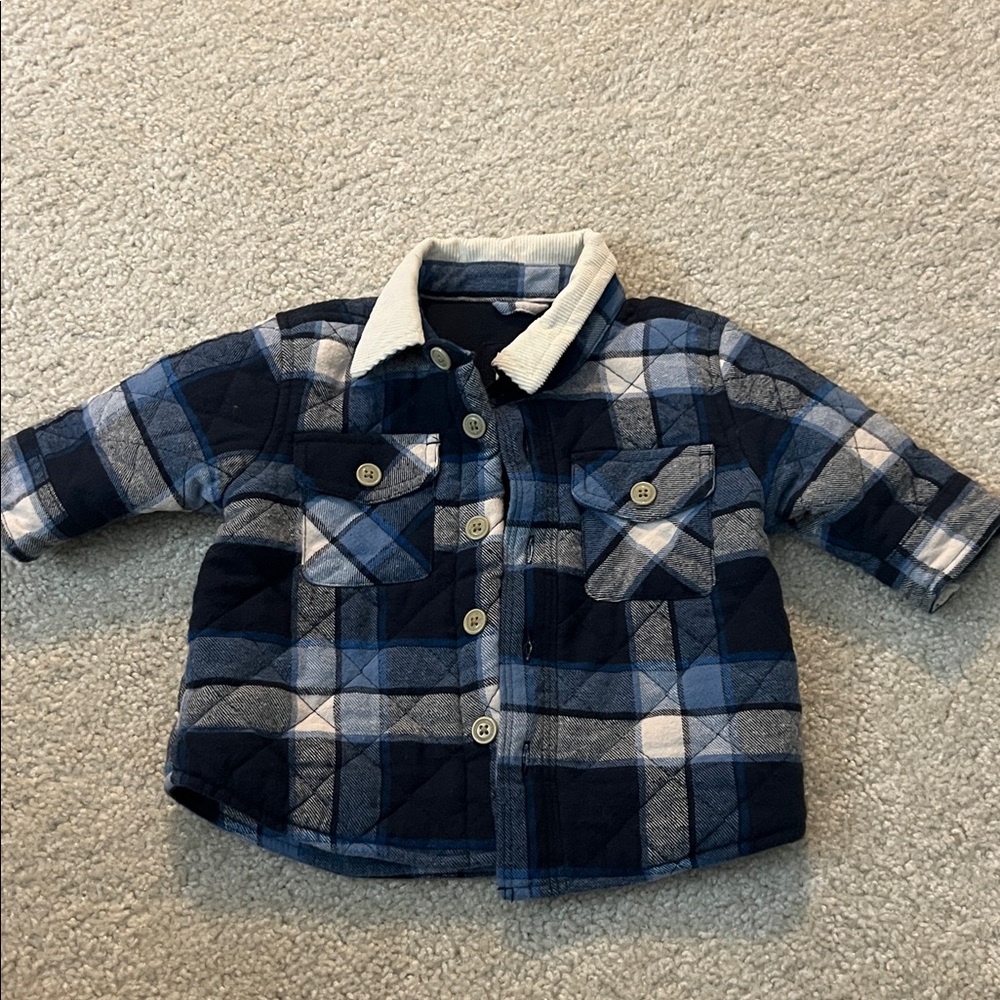 Baby Gap quilted Navy and Blue Plaid Baby Jacket